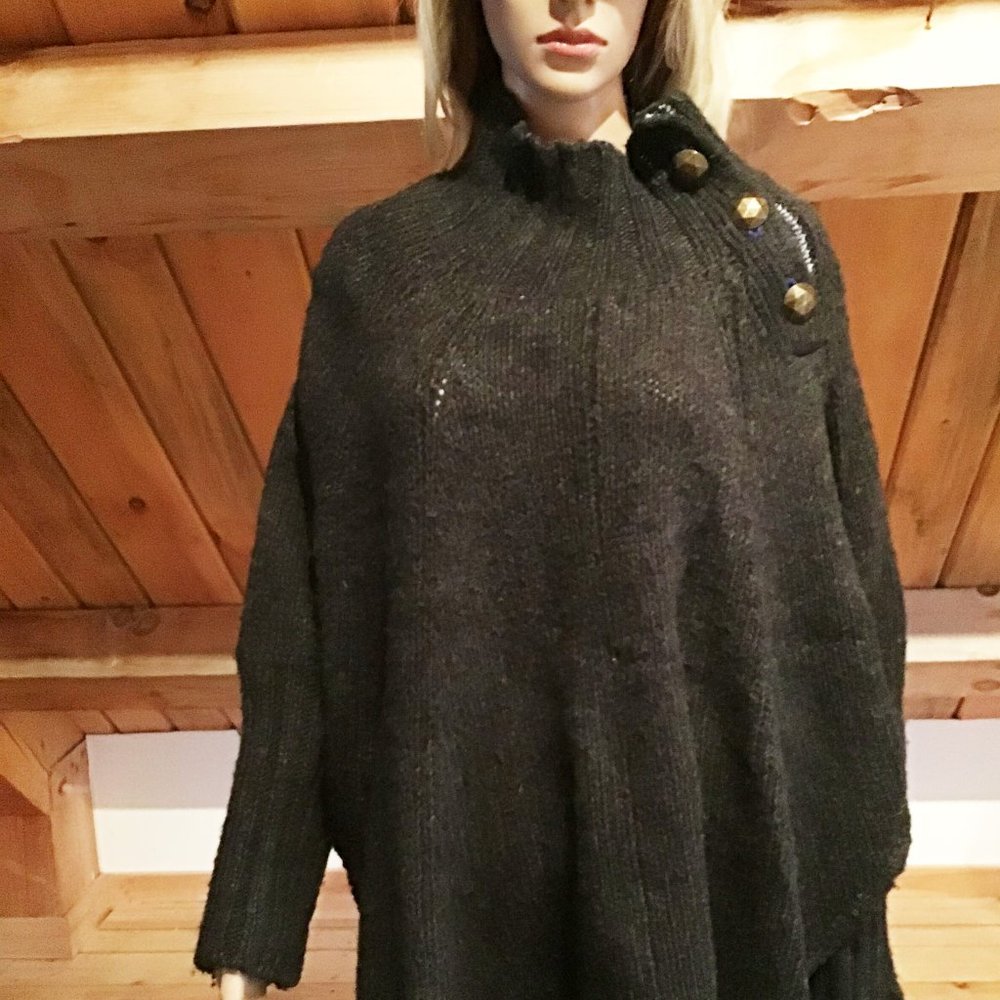 Free People Charcoal Sweater Cape